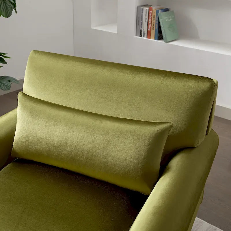 Aksamitny fotel akcentowy 37,8" z ergonomicznym podparciem lędźwi