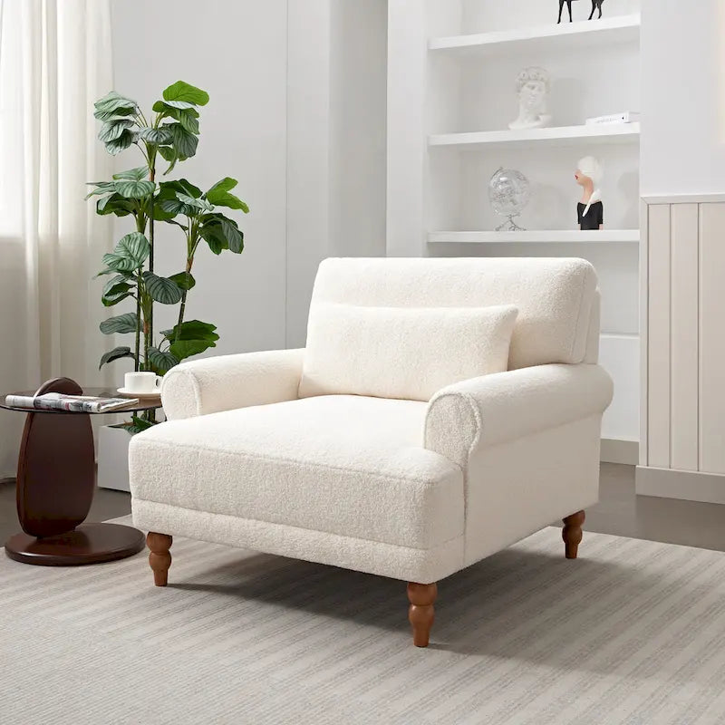 Aksamitny fotel akcentowy 37,8" z ergonomicznym podparciem lędźwi