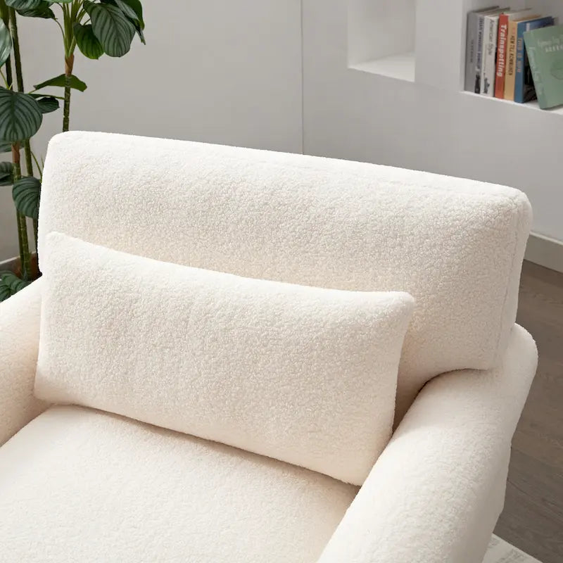 Aksamitny fotel akcentowy 37,8" z ergonomicznym podparciem lędźwi