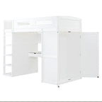 Letto a soppalco con scrivania, armadio, 4 cassetti e 4 ripiani
