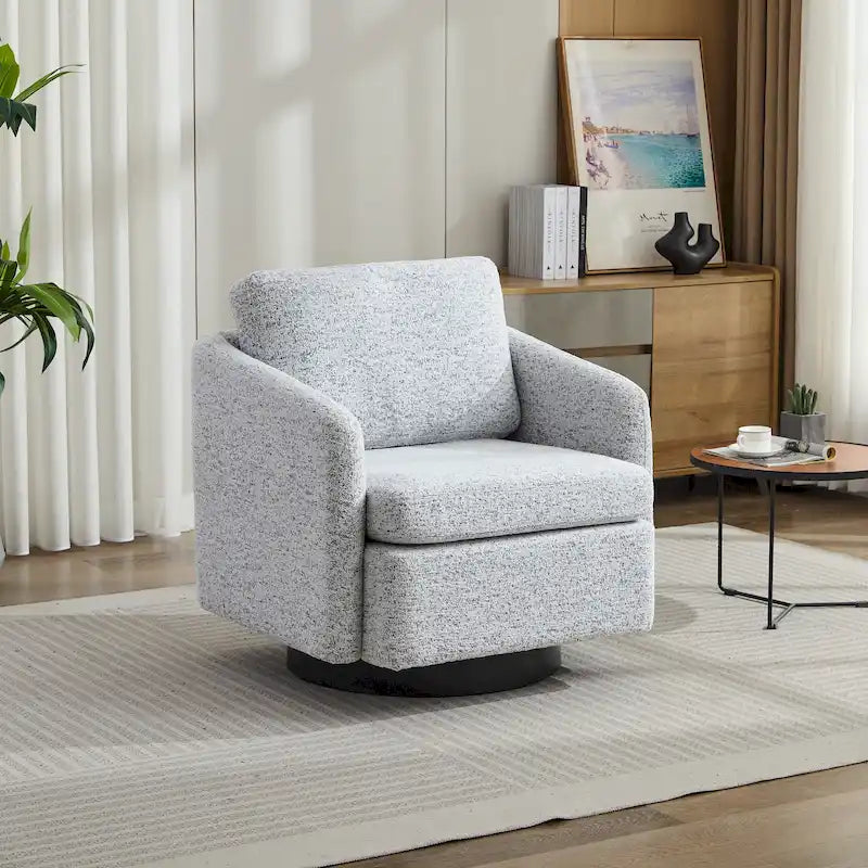Chenille-Drehsessel mit gepolsterter Sitzfläche – 31.5"W