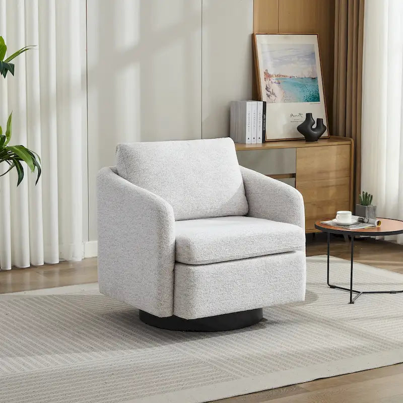 Chenille-Drehsessel mit gepolsterter Sitzfläche – 31.5"W
