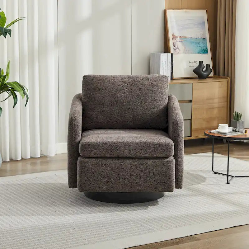 Chenille-Drehsessel mit gepolsterter Sitzfläche – 31.5"W