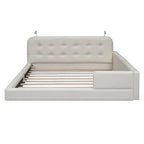 Estructura de cama tapizada tamaño Queen con luces de lectura y cabecero capitoné