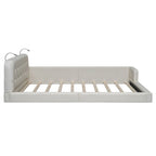 Estructura de cama tapizada tamaño Queen con luces de lectura y cabecero capitoné