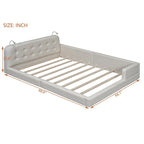 Estructura de cama tapizada tamaño Queen con luces de lectura y cabecero capitoné