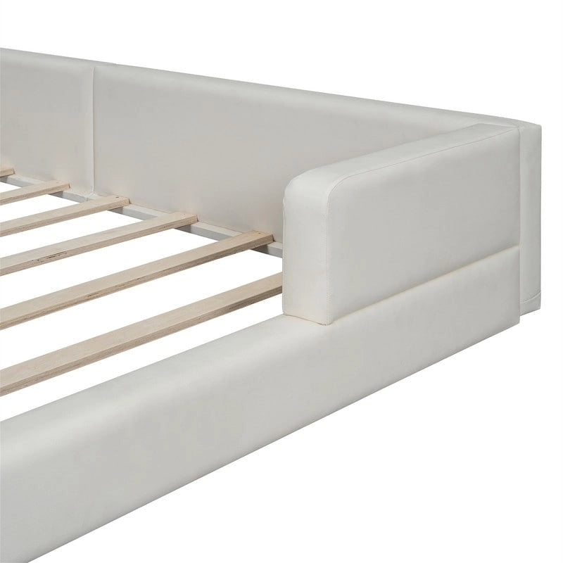 Estructura de cama tapizada tamaño Queen con luces de lectura y cabecero capitoné