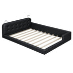 Estructura de cama tapizada tamaño Queen con luces de lectura y cabecero capitoné