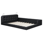 Estructura de cama tapizada tamaño Queen con luces de lectura y cabecero capitoné