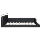 Estructura de cama tapizada tamaño Queen con luces de lectura y cabecero capitoné