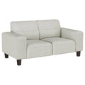 Dero Loveseat, 58 Inch, Light Gray Faux Corduroy, Modern Track Arms