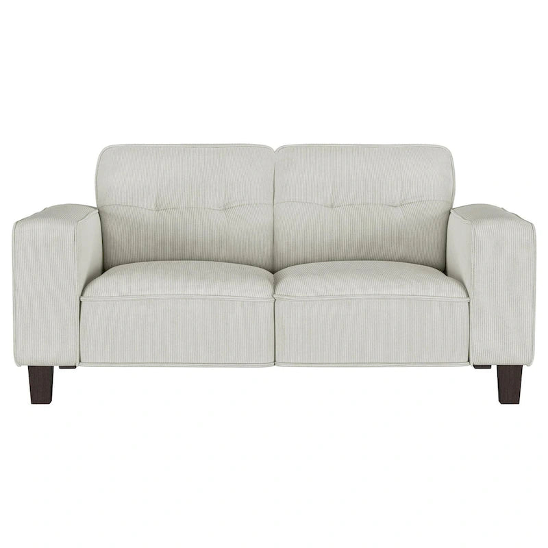 58-Inch-Loveseat aus hellgrauem Cord mit geraden Armlehnen