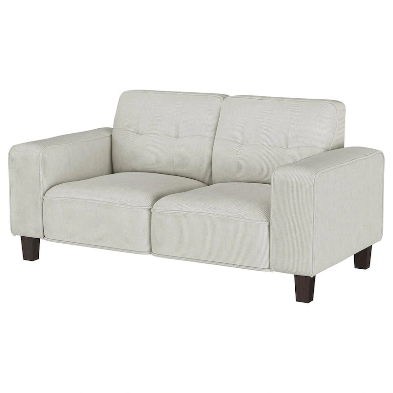 58-Inch-Loveseat aus hellgrauem Cord mit geraden Armlehnen