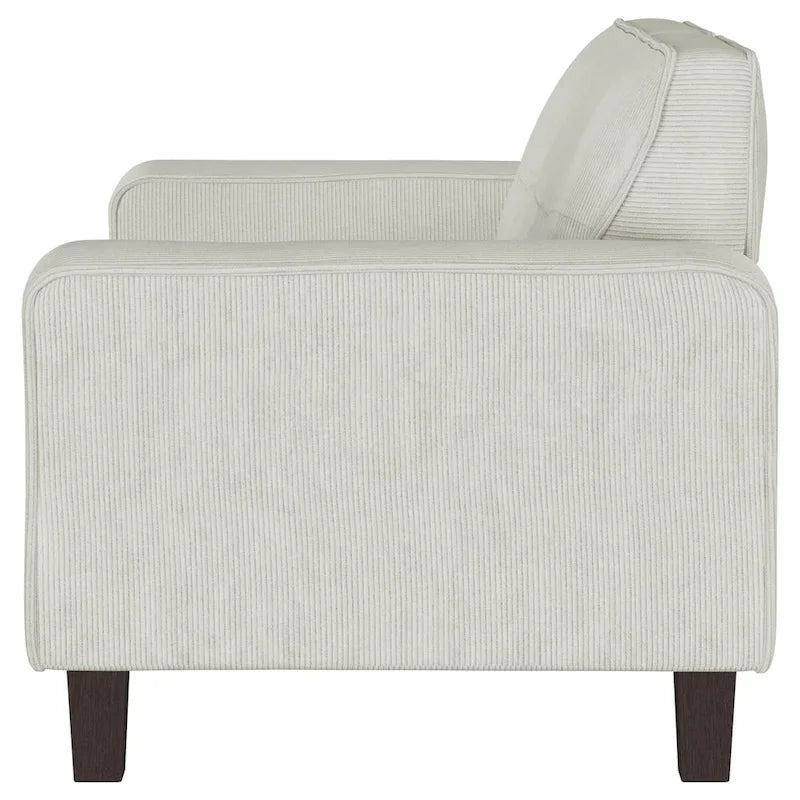 58-Inch-Loveseat aus hellgrauem Cord mit geraden Armlehnen