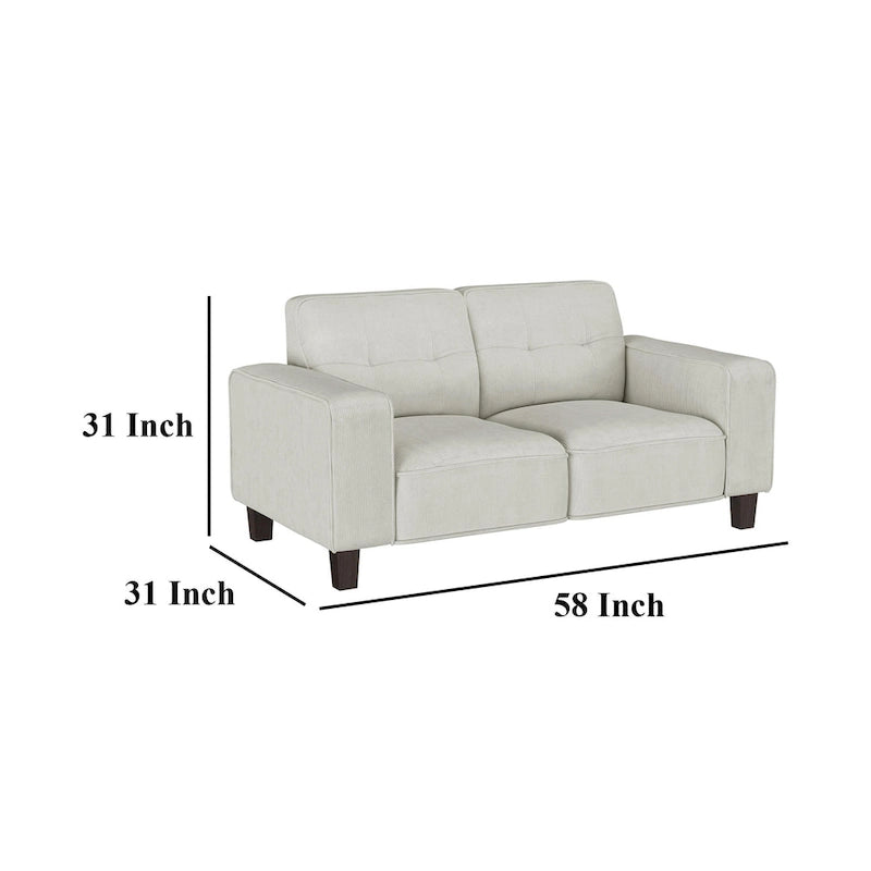 58-Inch-Loveseat aus hellgrauem Cord mit geraden Armlehnen