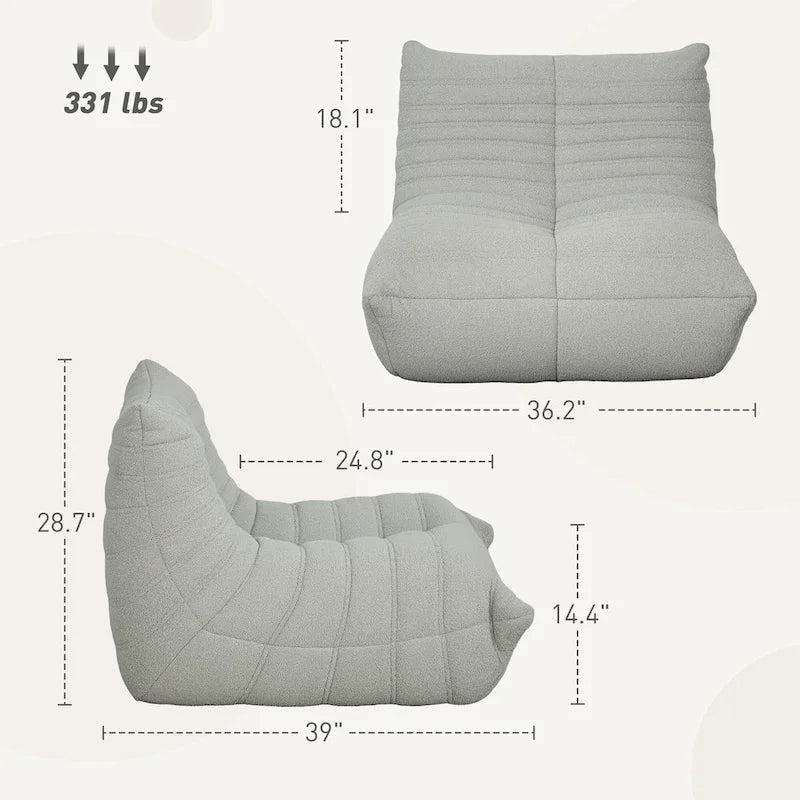 Πολυθρόνα δαπέδου τύπου πουφ με teddy fleece και αφρό υψηλής πυκνότητας
