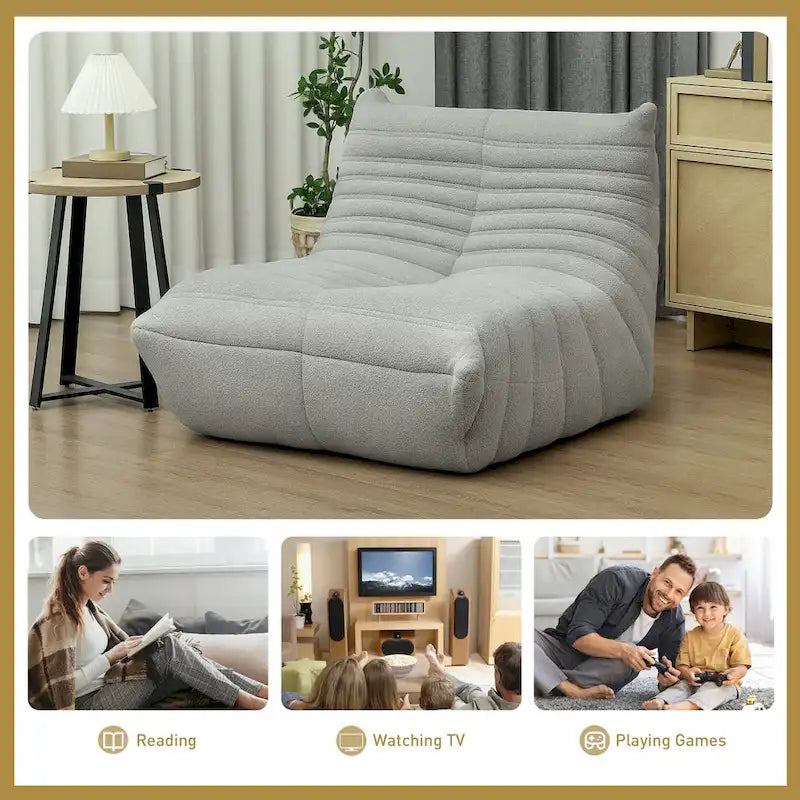 Πολυθρόνα δαπέδου τύπου πουφ με teddy fleece και αφρό υψηλής πυκνότητας