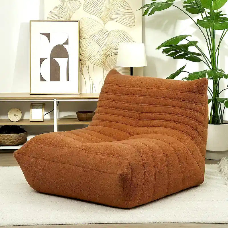Πολυθρόνα δαπέδου τύπου πουφ με teddy fleece και αφρό υψηλής πυκνότητας