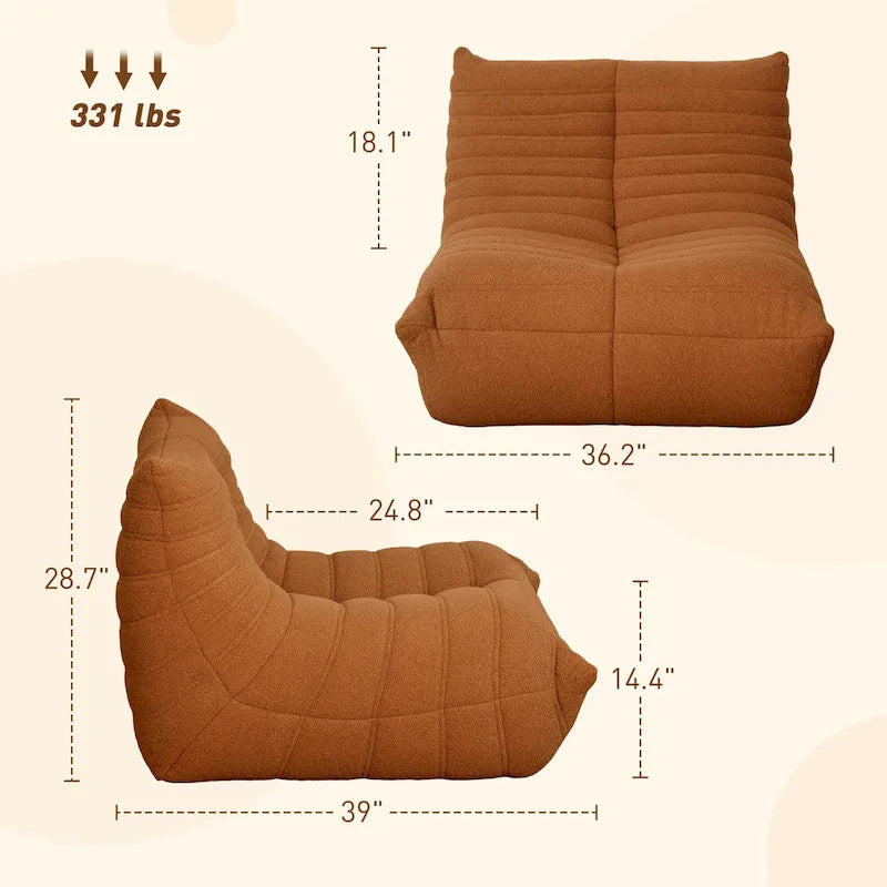 Πολυθρόνα δαπέδου τύπου πουφ με teddy fleece και αφρό υψηλής πυκνότητας