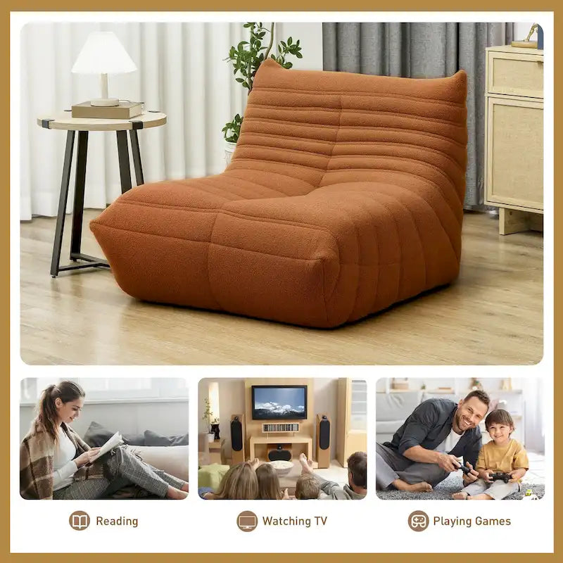 Πολυθρόνα δαπέδου τύπου πουφ με teddy fleece και αφρό υψηλής πυκνότητας