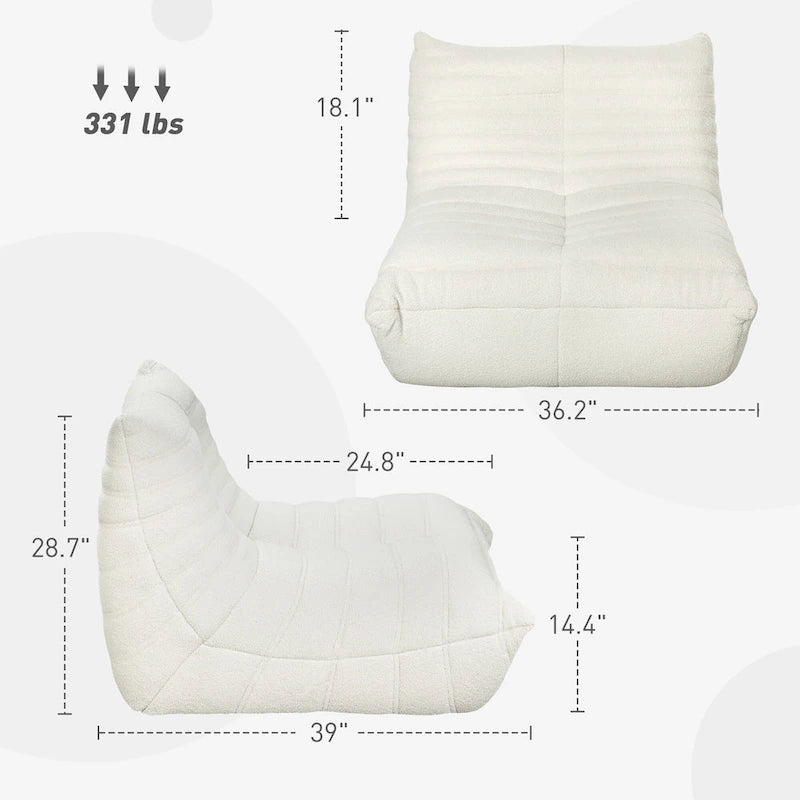 Πολυθρόνα δαπέδου τύπου πουφ με teddy fleece και αφρό υψηλής πυκνότητας
