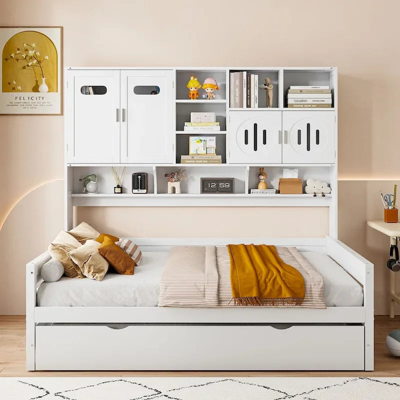 Tagesbett in voller Größe mit Twin-Ausziehbett und Stauraum