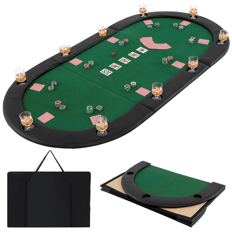 Opvouwbaar tafelblad voor poker van 84 x 42 inch voor 10 spelers