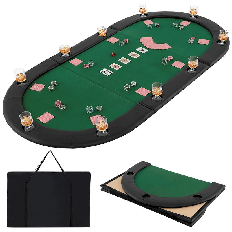 84 x 42 Inch klappbare Poker-Tischauflage für 10 Spieler