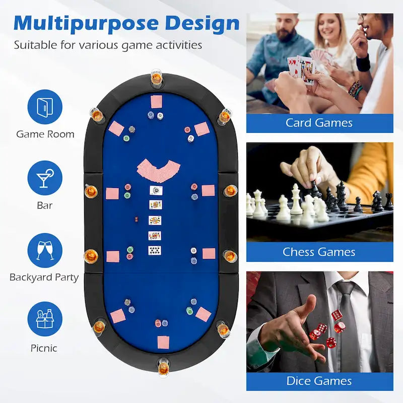 84 x 42 Inch klappbare Poker-Tischauflage für 10 Spieler