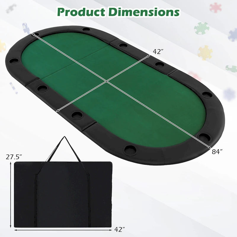 84 x 42 Inch klappbare Poker-Tischauflage für 10 Spieler