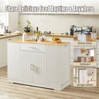 Îlot de cuisine de 53 pouces avec placard pour poubelle et étagères réglables