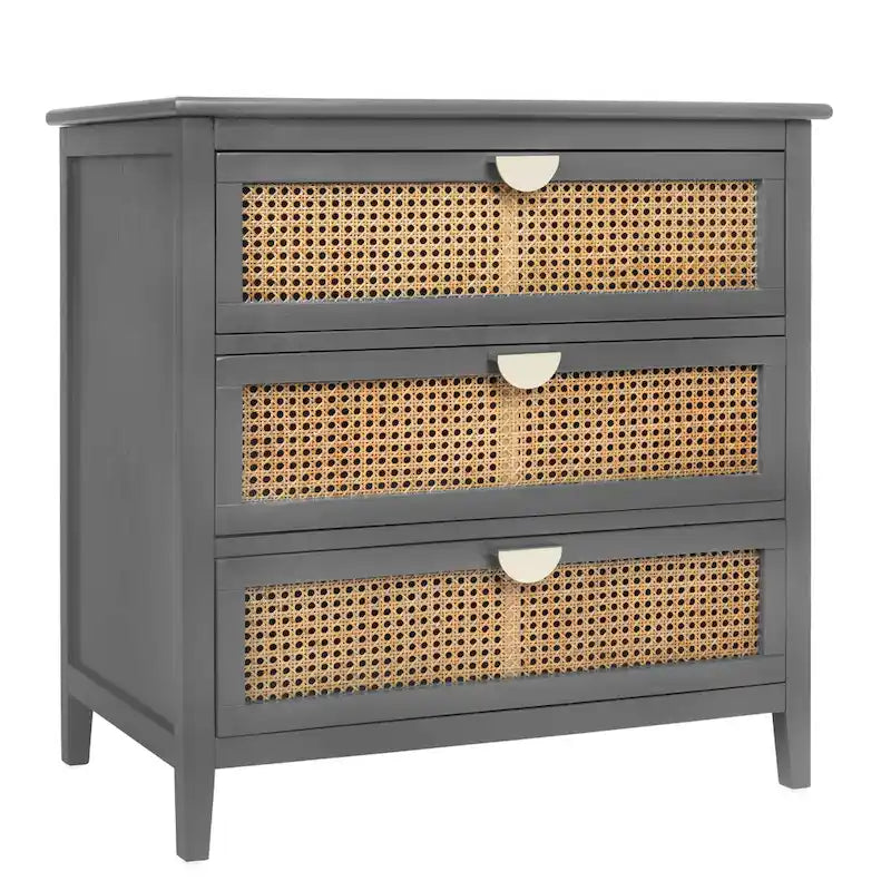 Kommode mit 3 Schubladen und Fronten aus Rattan