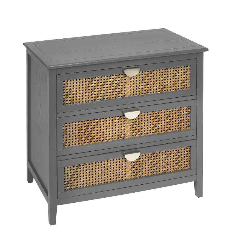 Kommode mit 3 Schubladen und Fronten aus Rattan