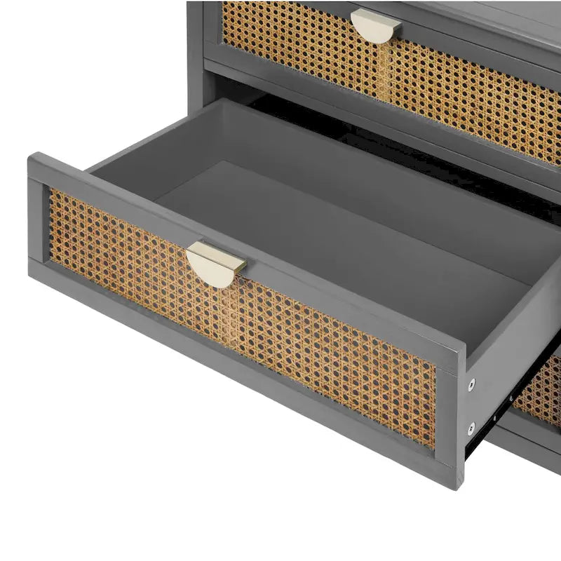 Kommode mit 3 Schubladen und Fronten aus Rattan