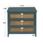 Kommode mit 3 Schubladen und Fronten aus Rattan