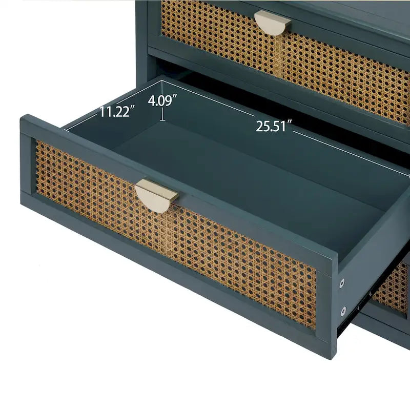 Kommode mit 3 Schubladen und Fronten aus Rattan