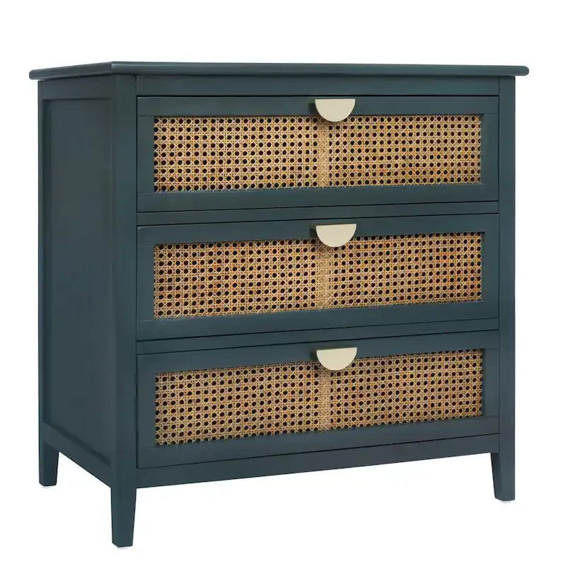 Kommode mit 3 Schubladen und Fronten aus Rattan