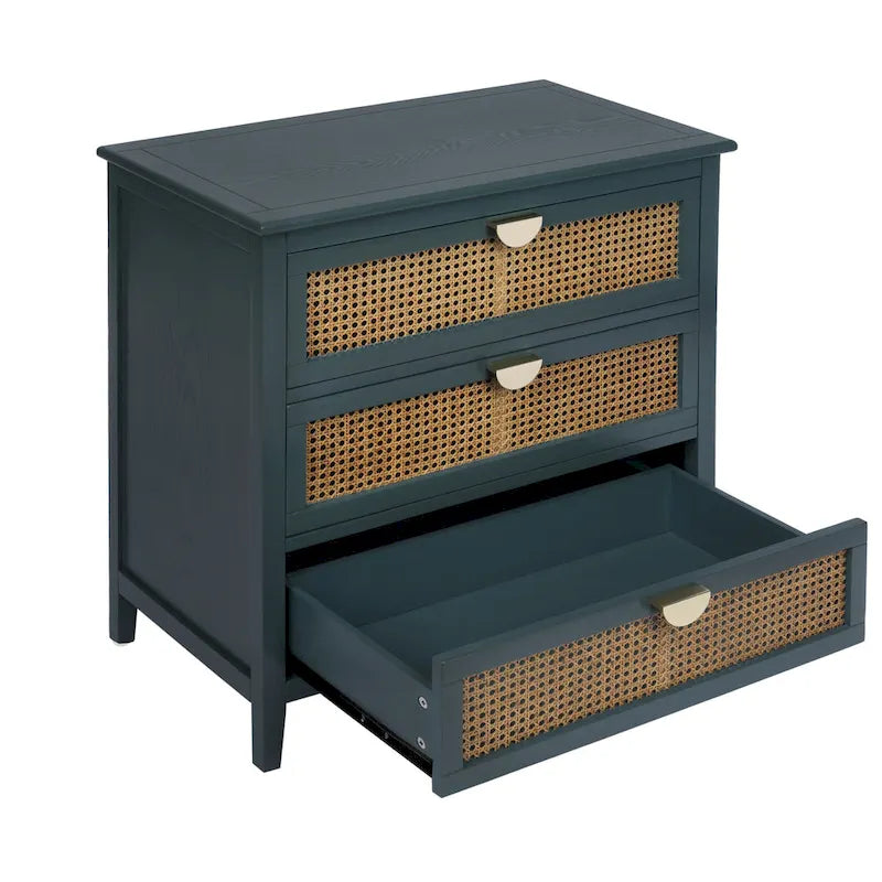 Kommode mit 3 Schubladen und Fronten aus Rattan