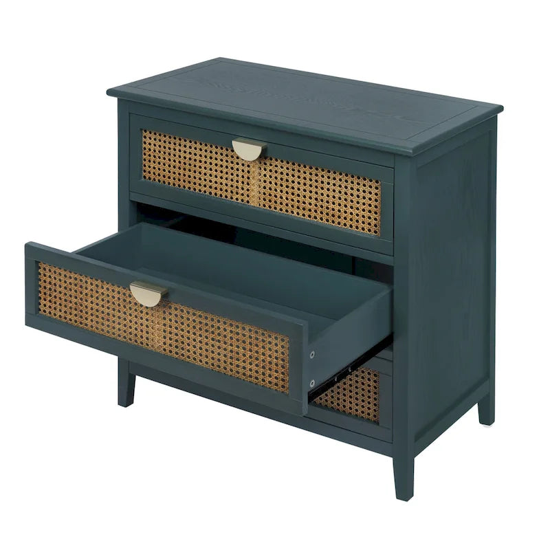 Kommode mit 3 Schubladen und Fronten aus Rattan