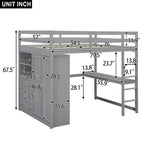 Κρεβάτι σοφίτα πλήρως από μασίφ ξύλο με ντουλάπα και γραφείο