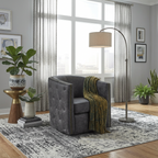 Distressed Black Swivel Accent Chair - 28.75 W x 31 D x 31.5 H