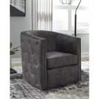 Brentlow Distressed Black Swivel Chair - 28.75 W x 31 D x 31.5 H