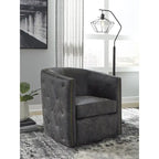 Distressed Black Swivel Accent Chair - 28.75 W x 31 D x 31.5 H