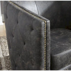 Distressed Black Swivel Accent Chair - 28.75 W x 31 D x 31.5 H
