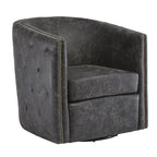 Distressed Black Swivel Accent Chair - 28.75 W x 31 D x 31.5 H