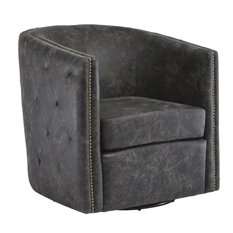 Schwarzer Drehsessel mit Used-Look - 28.75 W x 31 D x 31.5 H