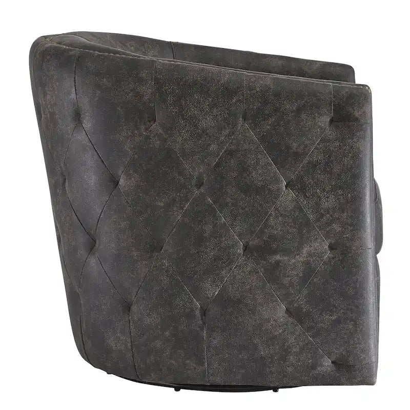 Distressed Black Swivel Accent Chair - 28.75 W x 31 D x 31.5 H