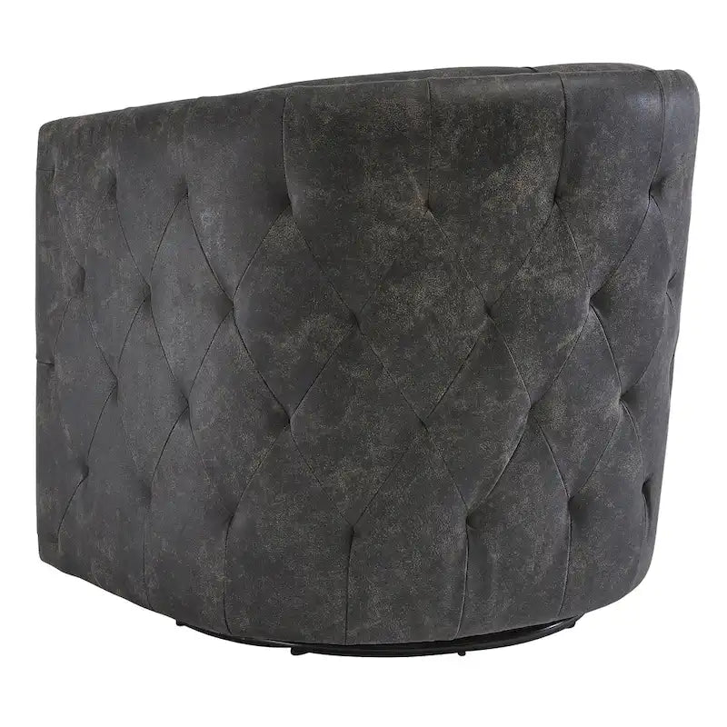 Distressed Black Swivel Accent Chair - 28.75 W x 31 D x 31.5 H