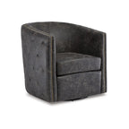 Distressed Black Swivel Accent Chair - 28.75 W x 31 D x 31.5 H