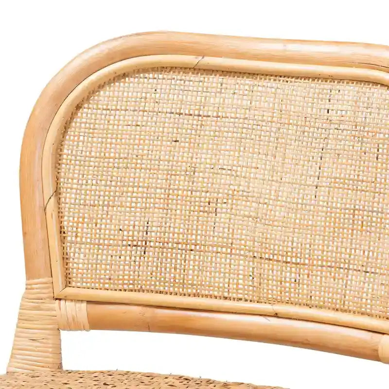 Nowoczesny boho hoker z naturalnego brązowego rattanu